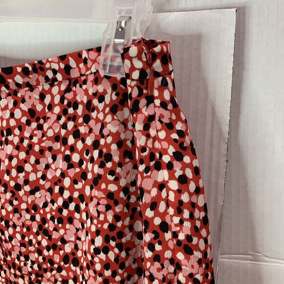 TALBOTS Red Raining Dots Charmeuse Flounced Skirt Sz Petite 4p - Picture 4 of 7